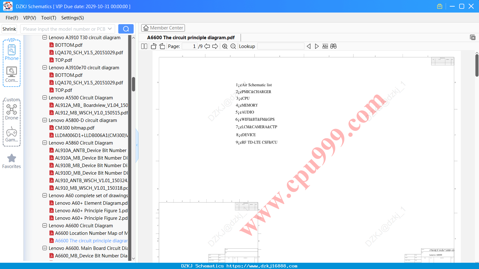 Lenovo A6600 The Circuit Principle Diagram